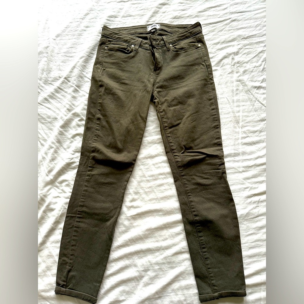 Paige Verdugo Ankle jeans. Khaki green. Size 29.